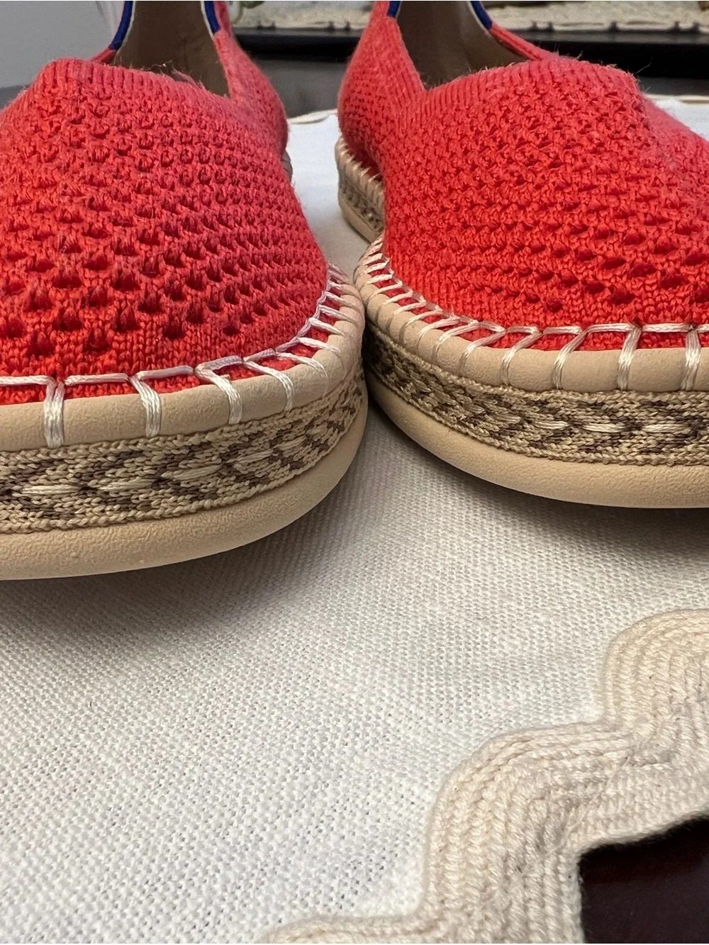 Rothy's Bright Red Knit Espadrille Flats 7.5 woman’s ballet style shoe